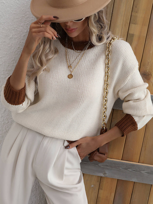 Contrast Pullover Sweater