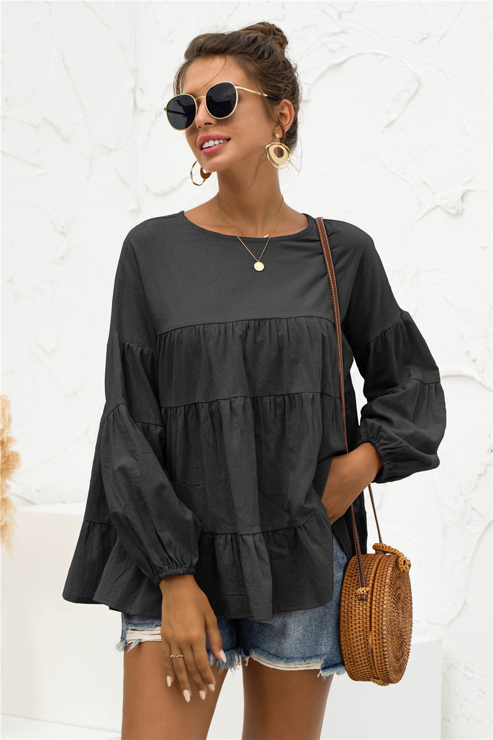 Tiered Long Sleeve Blouse