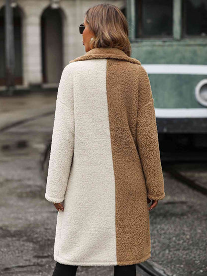 Longline Contrast Sherpa Coat