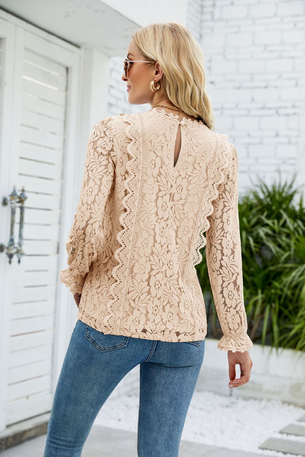 Lace Detailed Long Sleeve Blouse