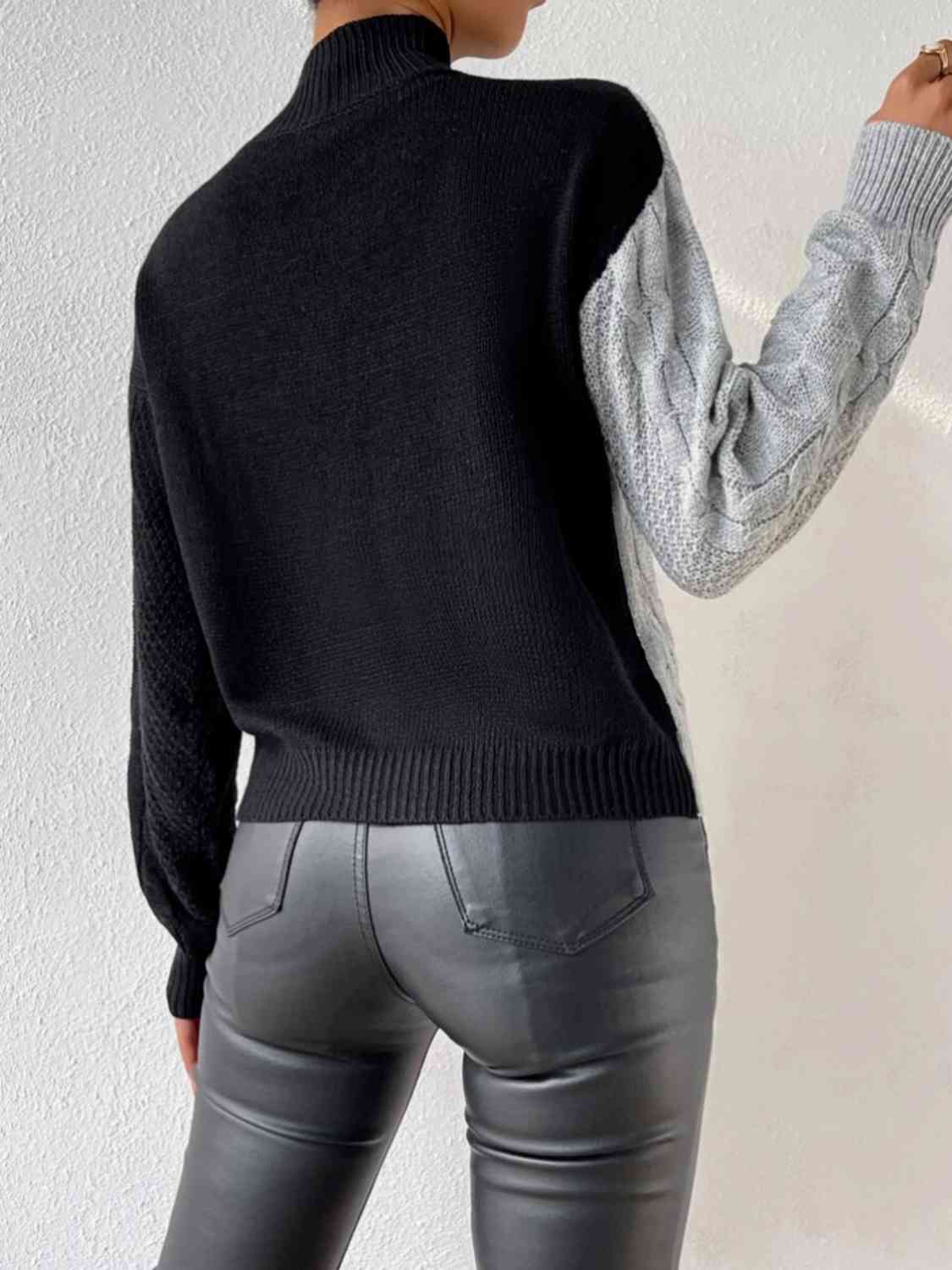 Contrast Cable Knit Sweater