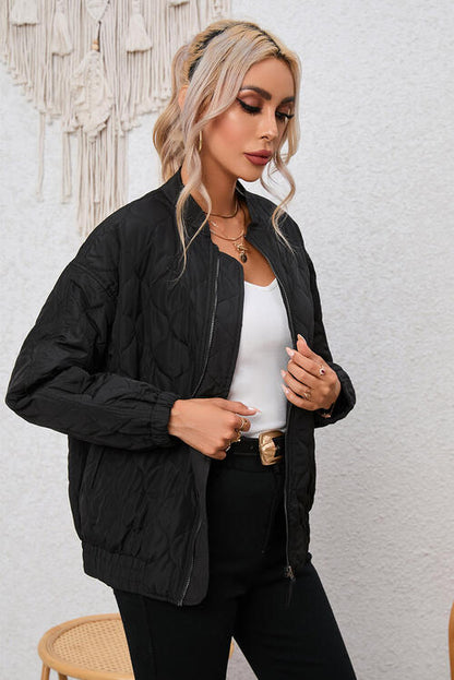 Textured Zip-Up Coat