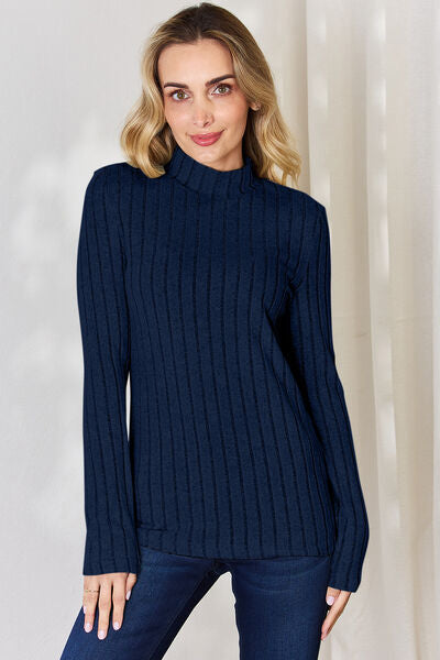 Ribbed Mock Neck Long Sleeve