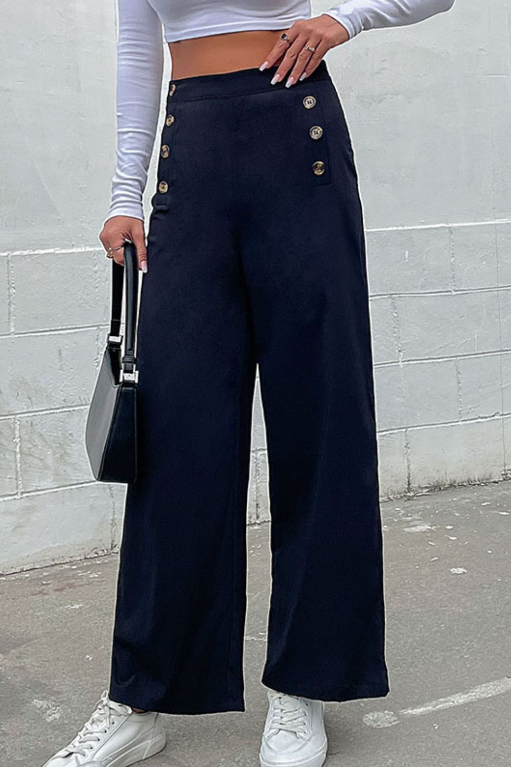 Double Breasted Wide Leg Pants