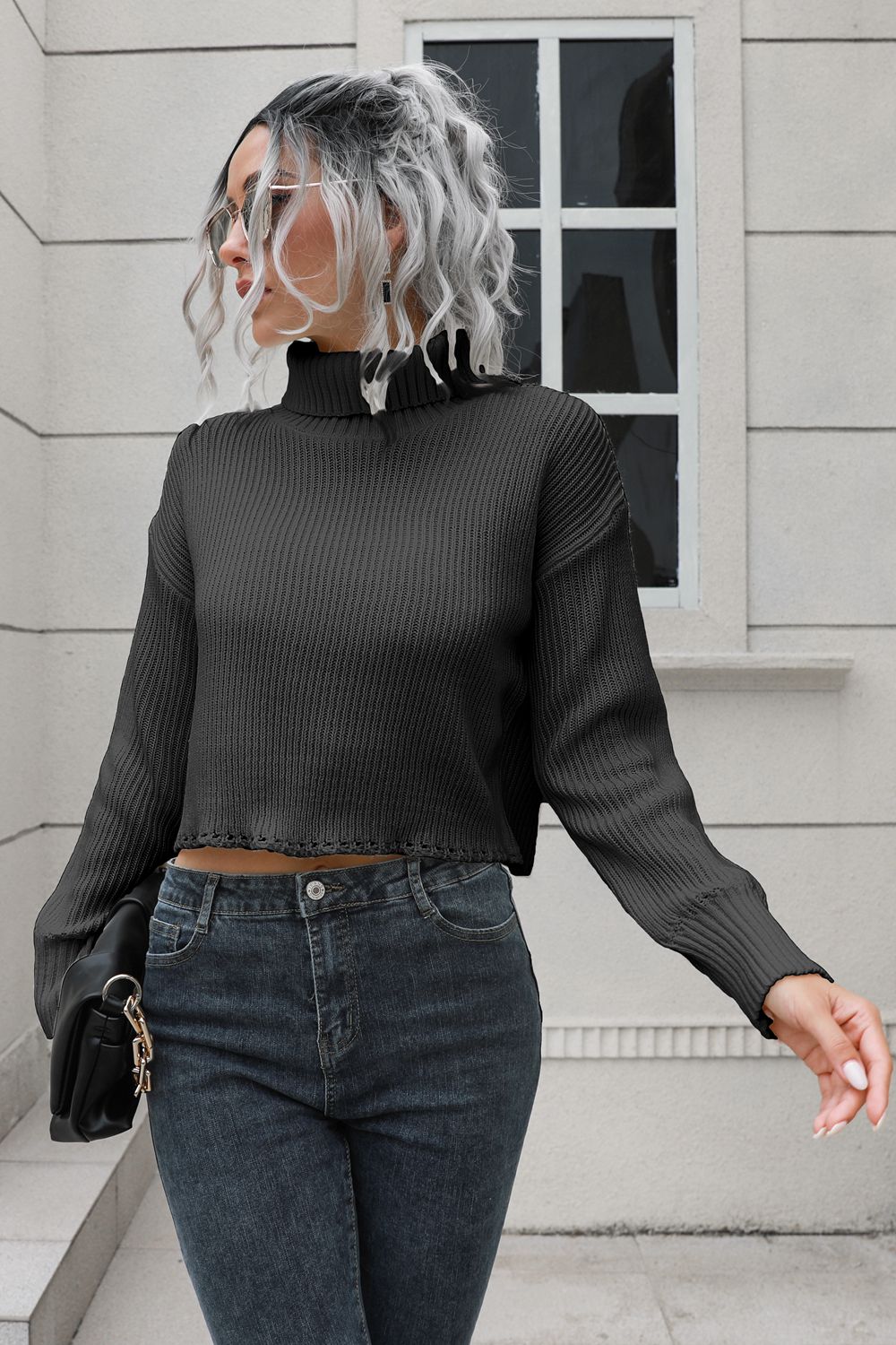 Cropped Turtleneck Sweater