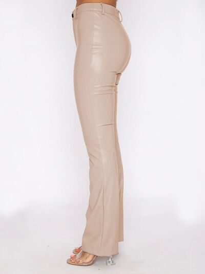 High Rise Straight Leg Pleather Pants