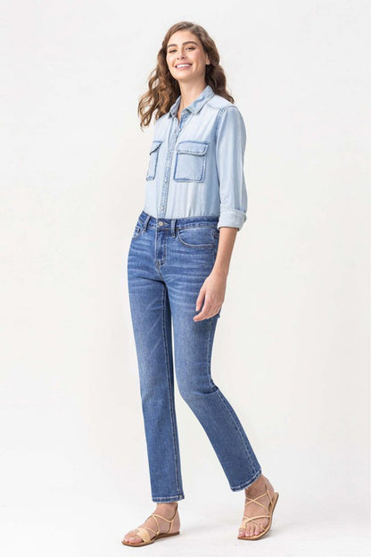 Mid Rise Straight Leg Ankle Jeans