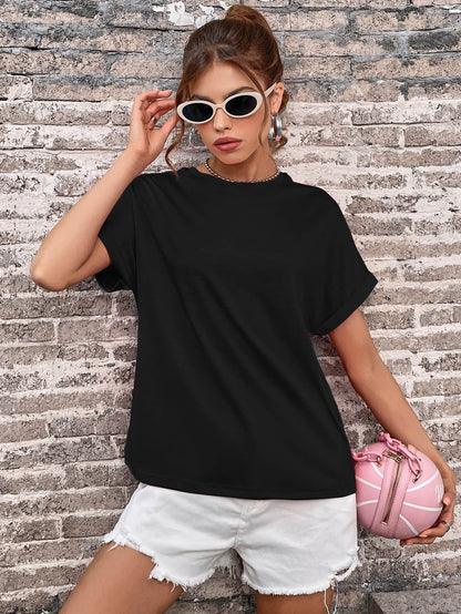 Cuffed Sleeve Loose T-Shirt