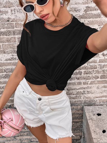 Cuffed Sleeve Loose T-Shirt