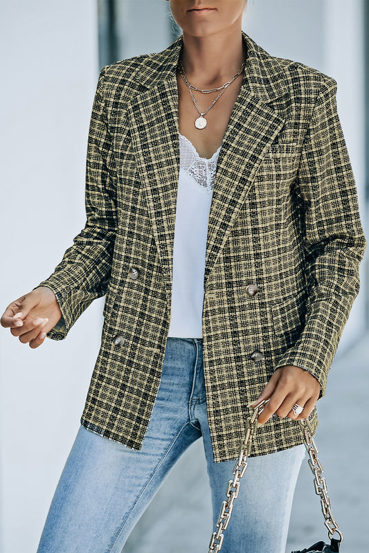 Double Breasted Plaid Blazer