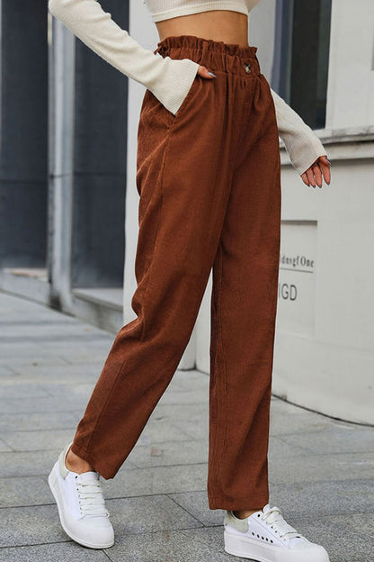 Paperbag Straight Leg Pants