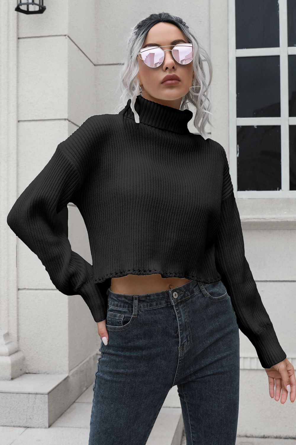 Cropped Turtleneck Sweater