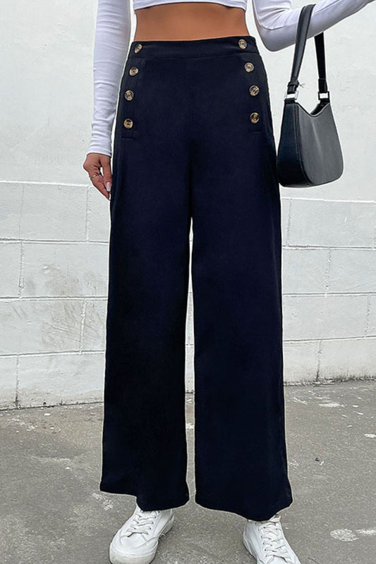 Double Breasted Wide Leg Pants