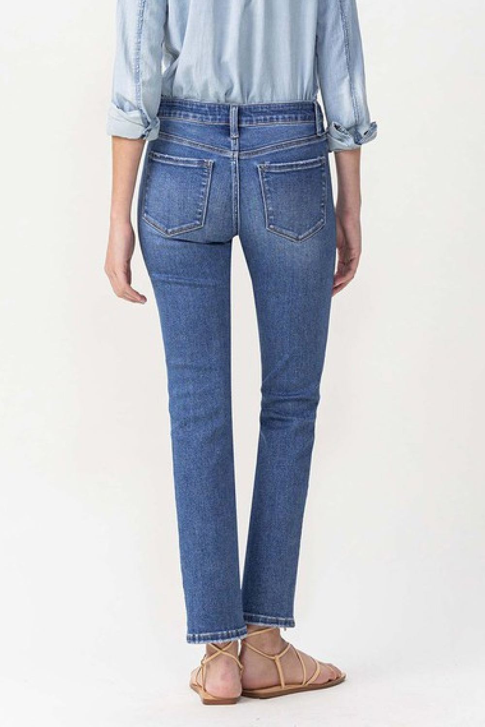 Mid Rise Straight Leg Ankle Jeans