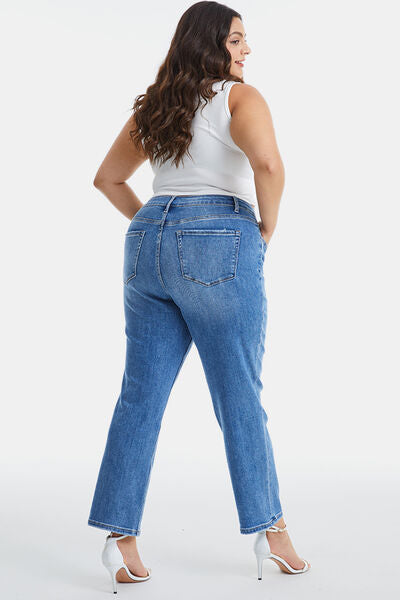 High Rise Cropped Straight Leg Jeans