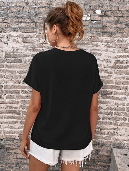 Cuffed Sleeve Loose T-Shirt