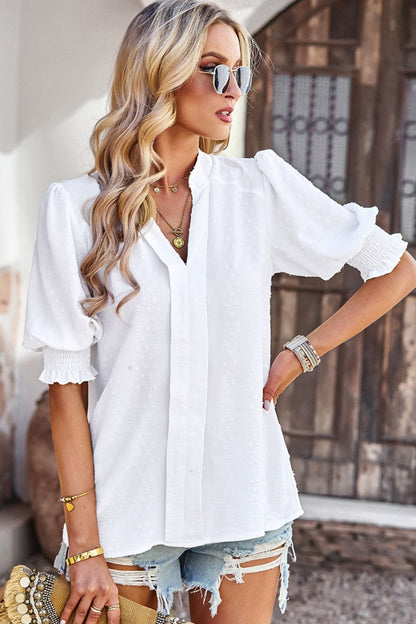 Textured Puff Sleeve Blouse