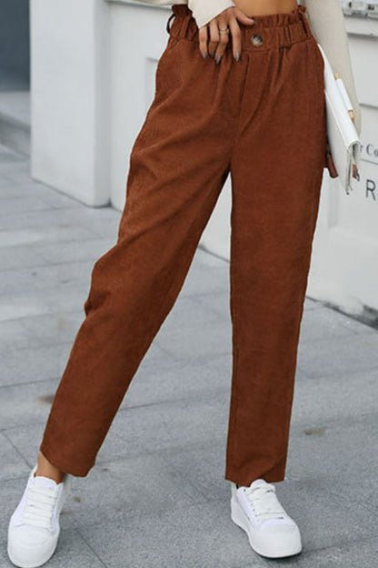 Paperbag Straight Leg Pants