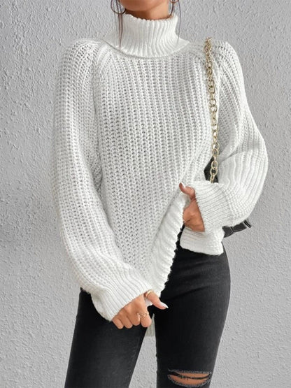 Oversized Ribbed Turtleneck Sweater